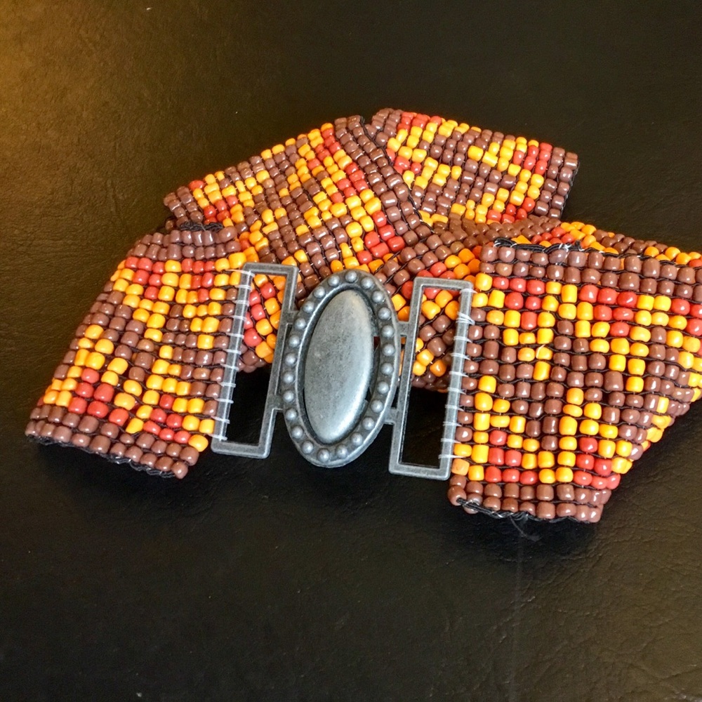 Vintage 60’s style beaded belt, hippie, stretch